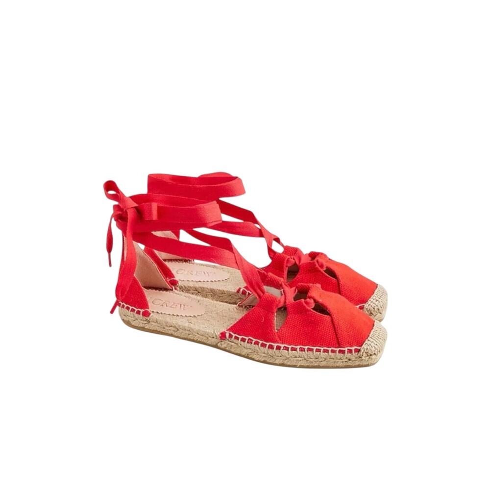 J. Crew Made-In-Spain Bright Red Espadrille Flats - Size 5
